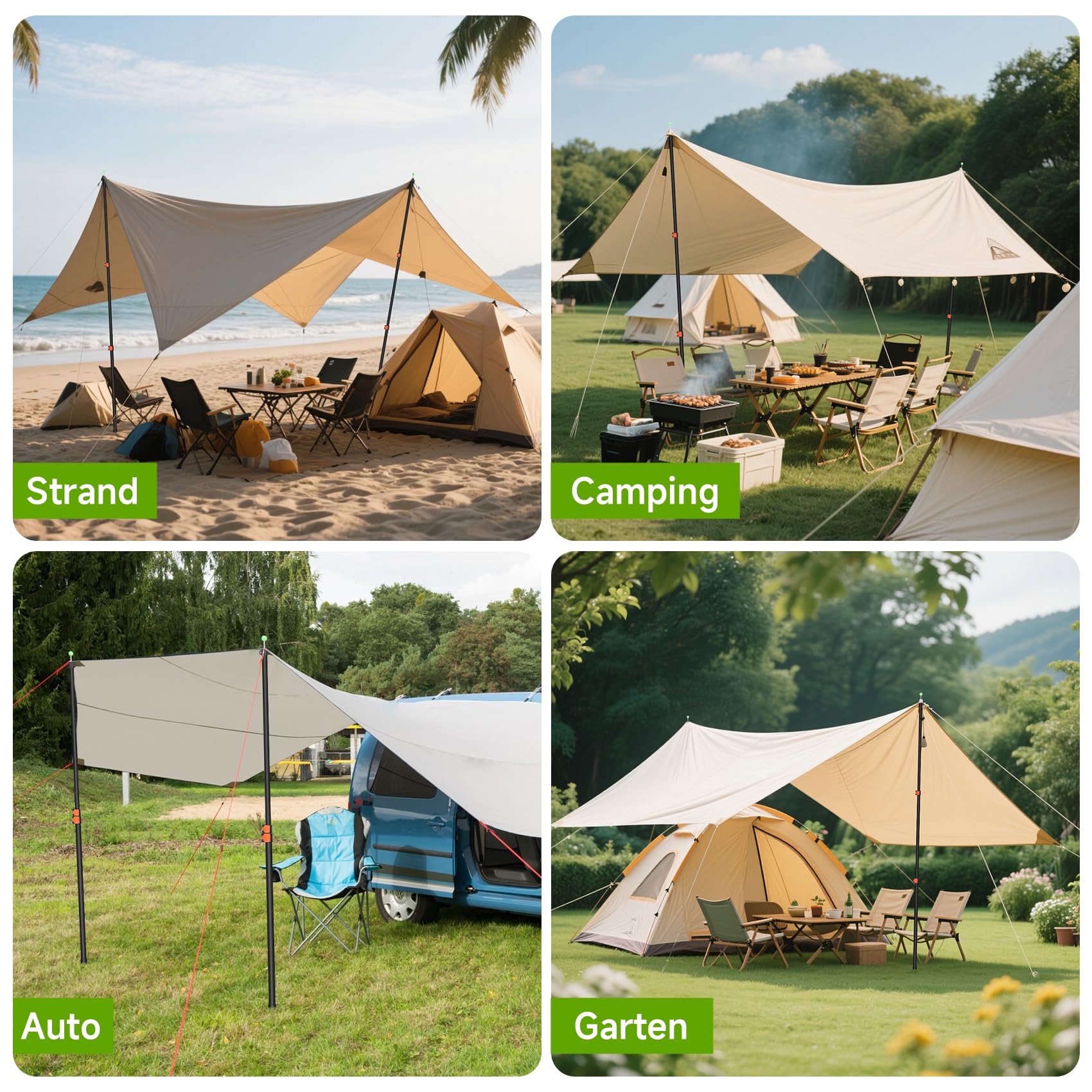 KOMCLUB Zeltstange Teleskop, Snap Set Aluminium Zeltstange 247cm, Verstellbare Ultraleicht-Planenstange Teleskop-Stützstange für Vorzelte, Zelte, Campingplanen
