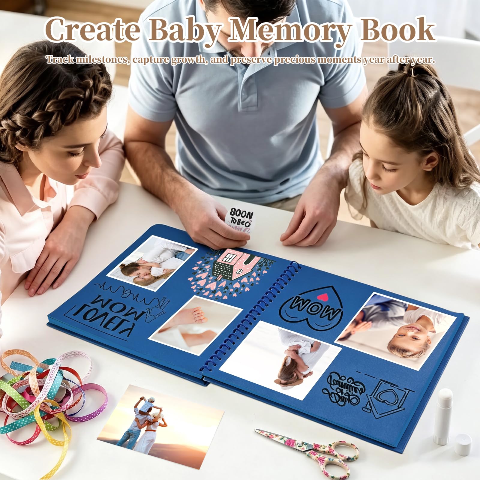 RECUTMS Album per scrapbooking, 60 pagine, in carta kraft, 30,5 x 30,5 cm
