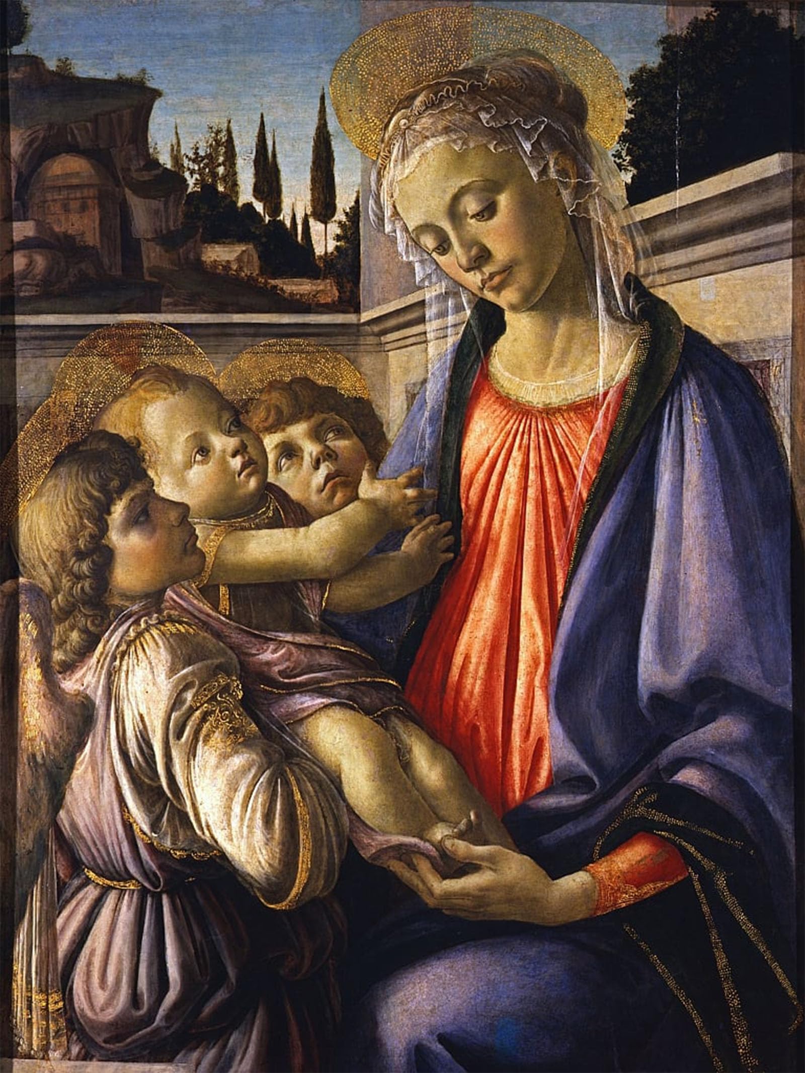 ARTXLXXBN Famous Painting Art Wall Decor Abstract Art Picture The virgin and child with two angels by Sandro Botticelli Animal Pictures for Home Decor 60x90cm