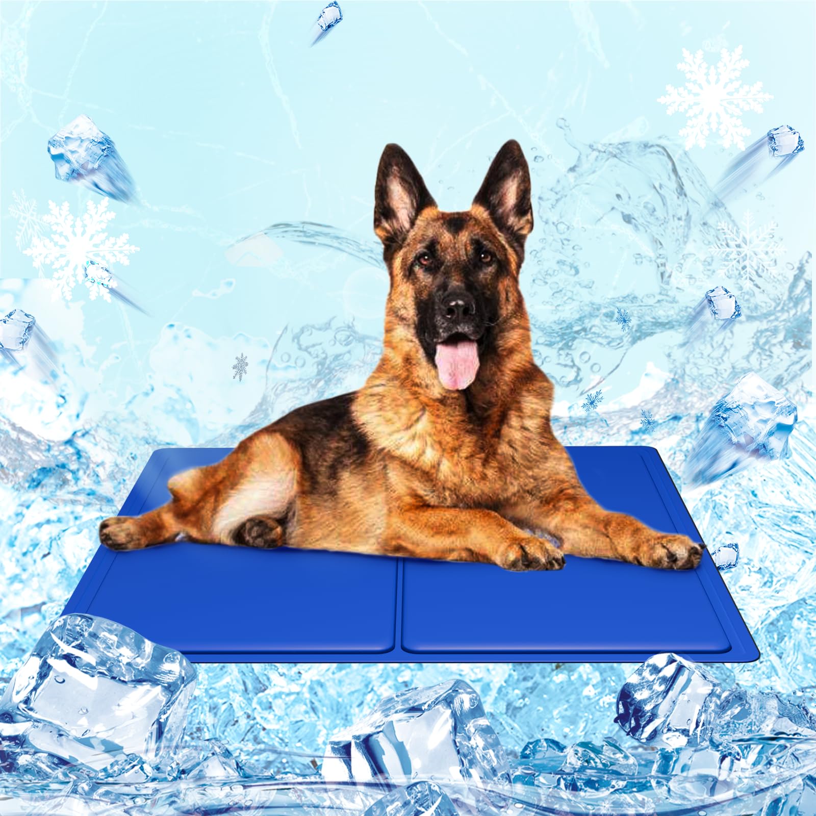 Alfombrilla Refrescante para Perros Gatos, Alfombrilla Fresca para Perros, Alfombra Perro Refrescante, 40 * 50cm Manta Refrigerante Perro, Cama Gat Frio Animales Colchon Mascotas para Verano,Azul real