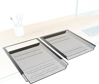 KD Essentials – 2x Lades voor onder het bureau, bergt A4-documenten/kantoorartikelen onzichtbaar onder het bureau op, onderschuiflades als organizer/opslag in kantoor en thuiswerkplek – zwart