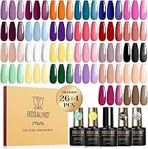 ROSALIND Vernis Semi Permanent, 30PCS Violet Orange Bleu Rose Rouge Marron Couleurs Vernis Gel Semi Permanent, Mini Soak-off UV/LED Semi-permanent Manucure Automne Hiver