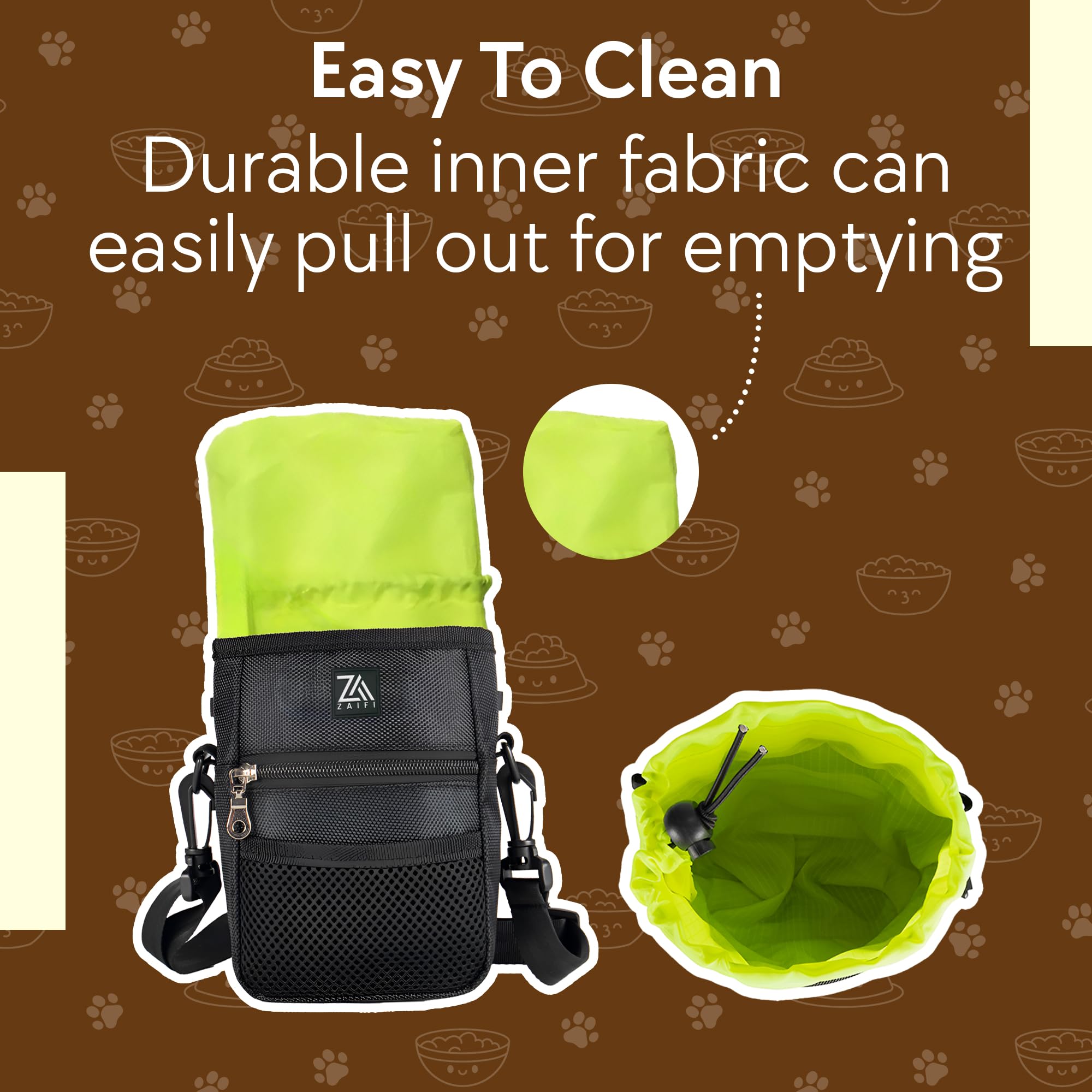Zaifi 3 Cup Dog Treat Pouch and Training Clicker, Dog Walking Bag Waterproof with Collapsible Bowl - Image 3