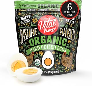 Vital Farms Organic Pasture-Raised Pre-Peeled Hard Boiled Eggs Resealable 6 Ct Bag - 6g Protein Each