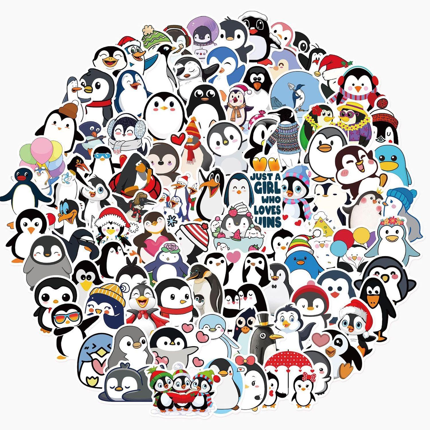 Wufgwbd Multicolor 200 Cartoon Penguin Stickers, Cute Creative Stickers, Children's Animal Stickers, Can Be Used To Decorate Skateboards, Notebooks, Refrigerators