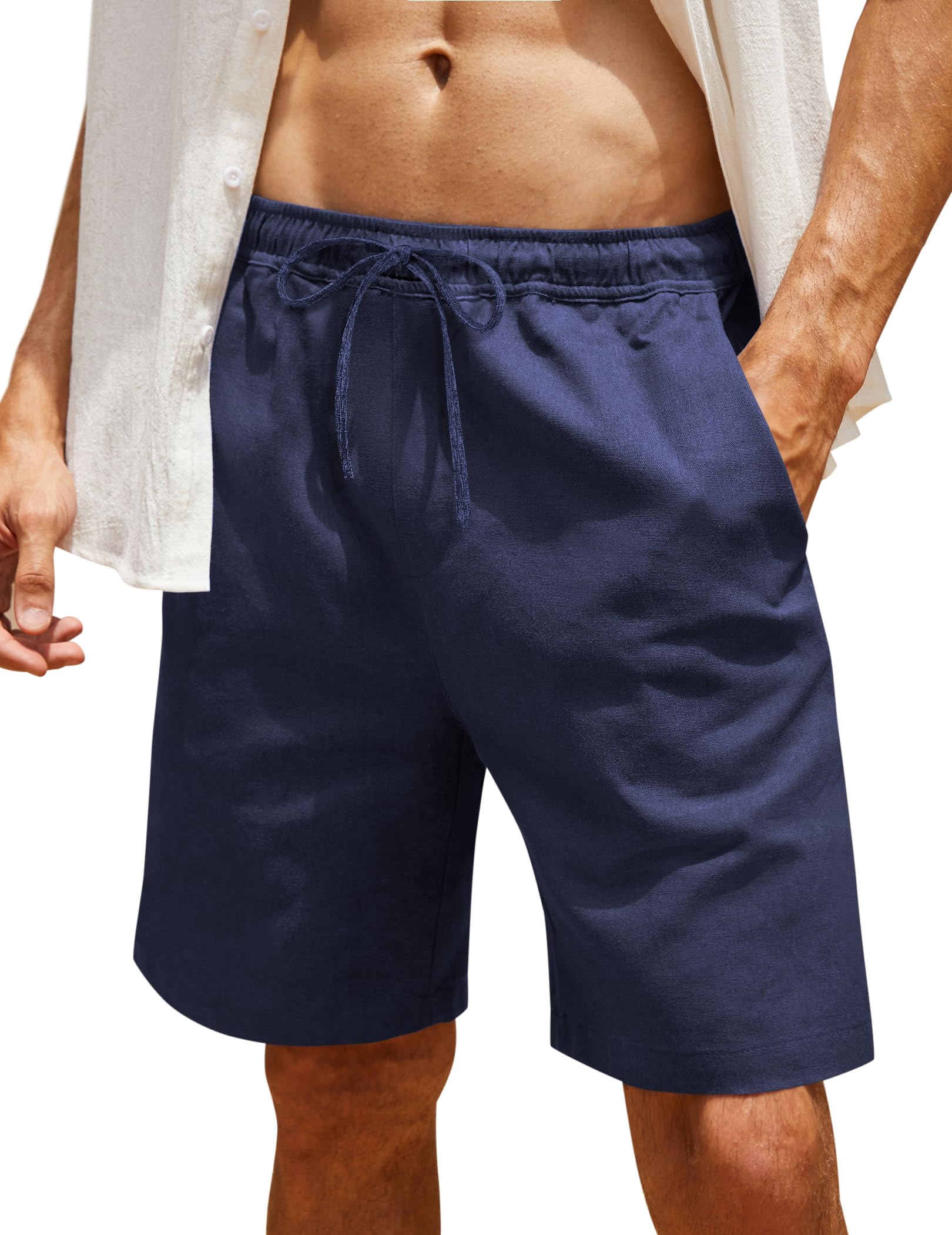 COOFANDY Men Casual Summer Beach Shorts Elastic Waist Drawstring Flat Front Short