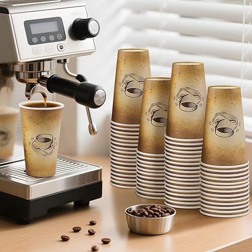 Miniatura 22 de Paquete de 100 tazas de café de Navidad de 12 onzas con tapas, tazas de café de papel desechables para bebidas calientes/frías, oficina, hogar