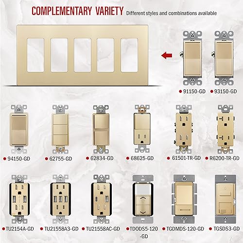 Miniatura 166 de ENERLITES SI8834-BK - Placa de pared decorativa sin tornillos, cubierta de enchufe segura, 4 entradas, 4.68 x 8.30 pulgadas (alto x largo), Negro