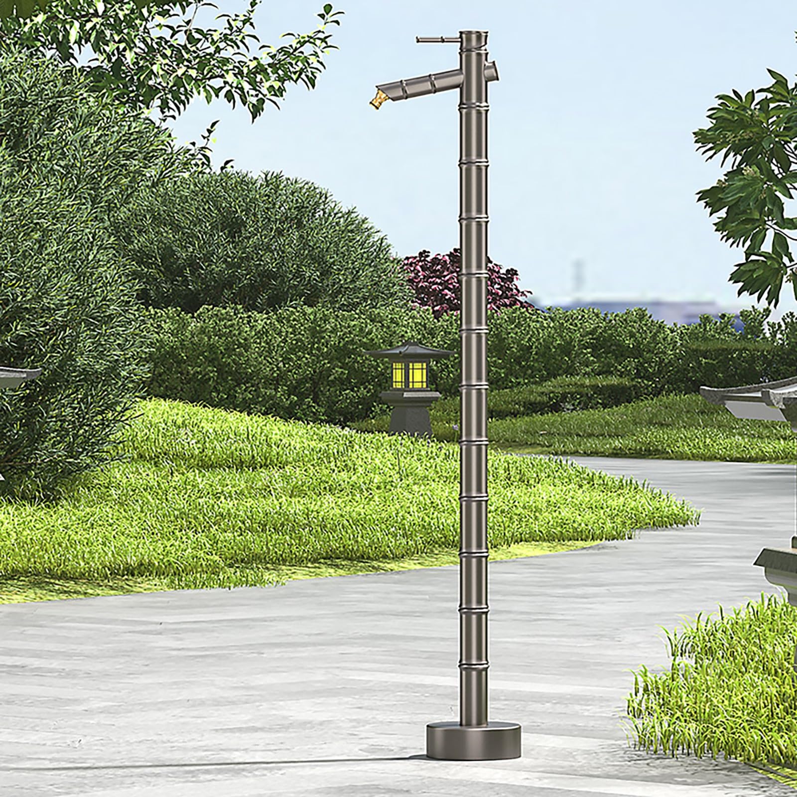 Columna de Agua Decorativa de bambú Antiguo Totalmente de Cobre para jardín Grifo anticongelante montado en el Suelo para riego y Lavado de Jardines (69 5 cm/27 4 Pulgadas)