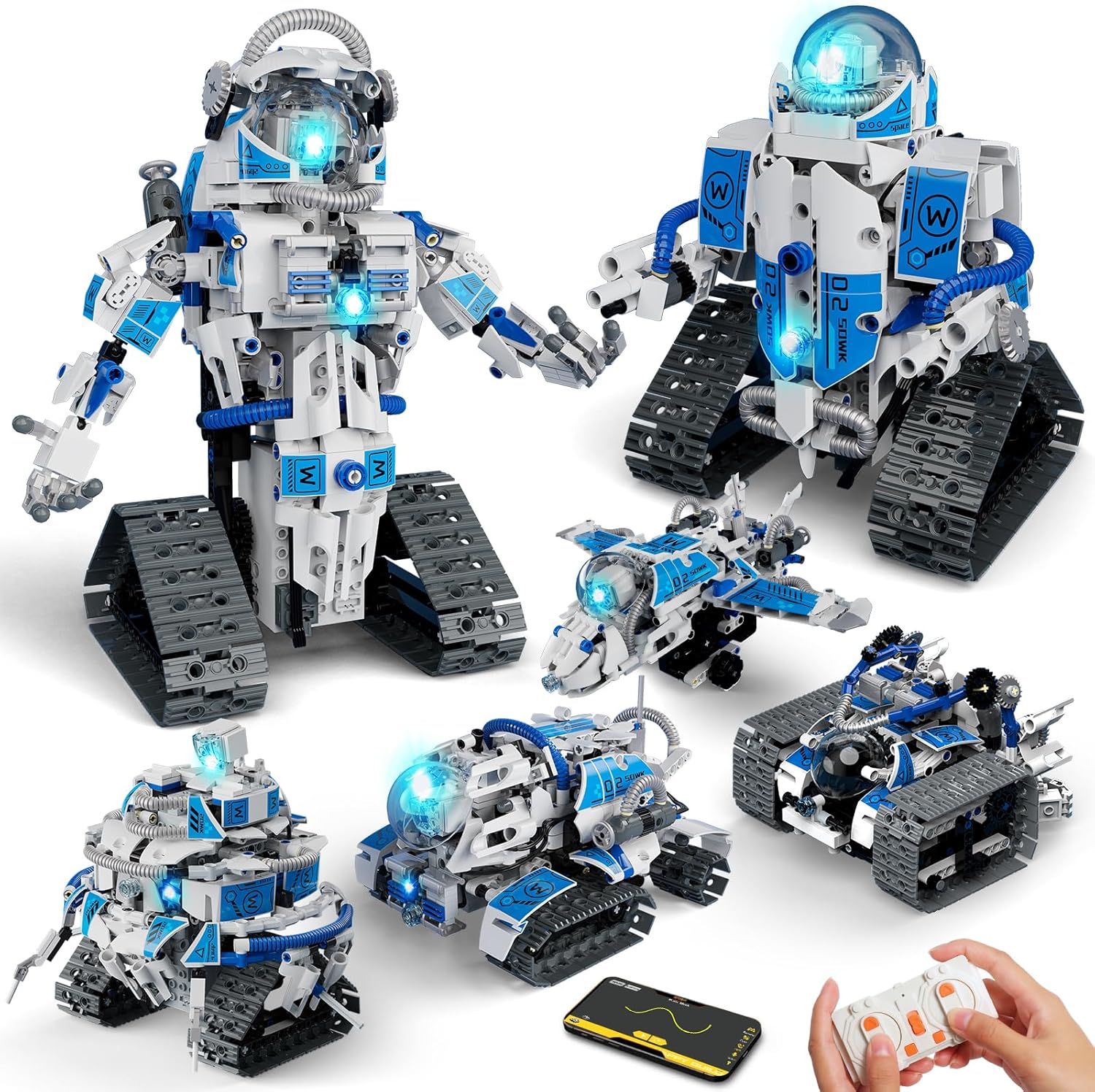 6 in 1 STEM Robot Building Kit, 780 PCS APP & Remote Control Space Robot Toys for Kids Age 8-14+, Engineering Technic Coding Robotic Kit, Educational Science Set Birthday Gift for Boys Girls