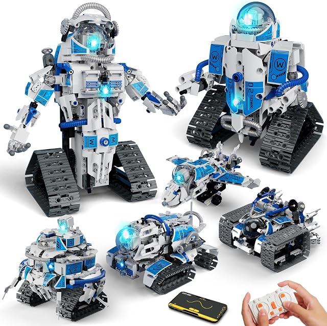 6 en 1 STEM Kit de construction de robots, 780 PCS APP & Télécommande Space Robot Toys for Kids Age 8-14+, Ensemble de sciences éducatives, Ingénierie Codage technique Kit robotique Cadeau d'anniversaire pour garçons filles