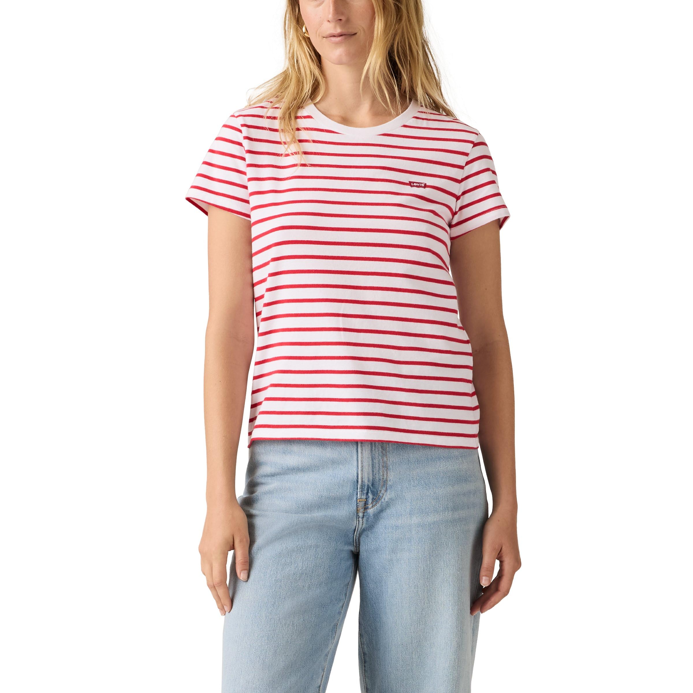 Levi's Damen Perfect Tee T-Shirt, Emily Stripe Bright, Small