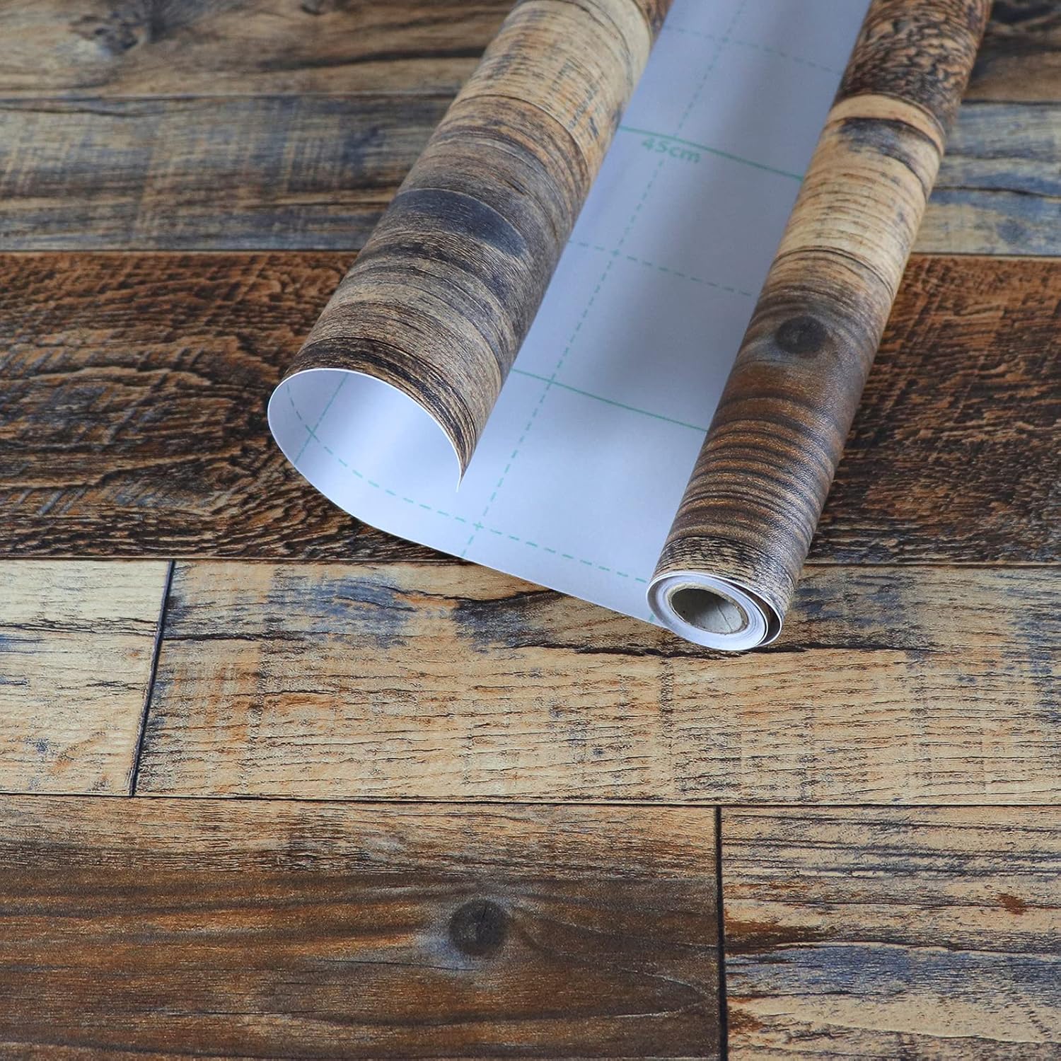 Hopeak Faux Wood Wallpaper Peel and Stick Self-Adhesive Vinyl Decorative Wallpaper Removable 35.4x196 Inches Brown