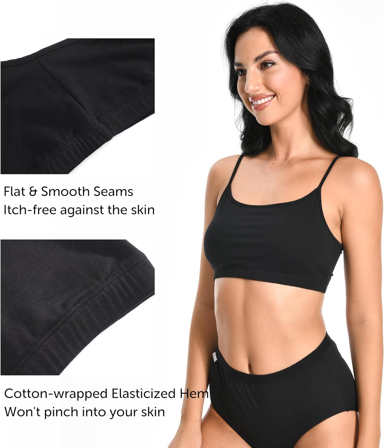 Comfneat Women's 4-Pack Adjustable String Bralette No Padding Cotton Spandex Bra - Image 3