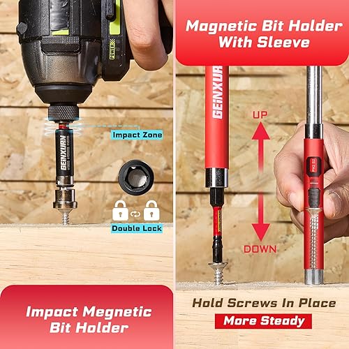 Miniatura 8 de Juego de 98 puntas de destornillador de impacto de 1"/2", acero magnético S2 (Phillips/ranurado/cuadrado/Torx/hexagonal/Torx de seguridad), puntas