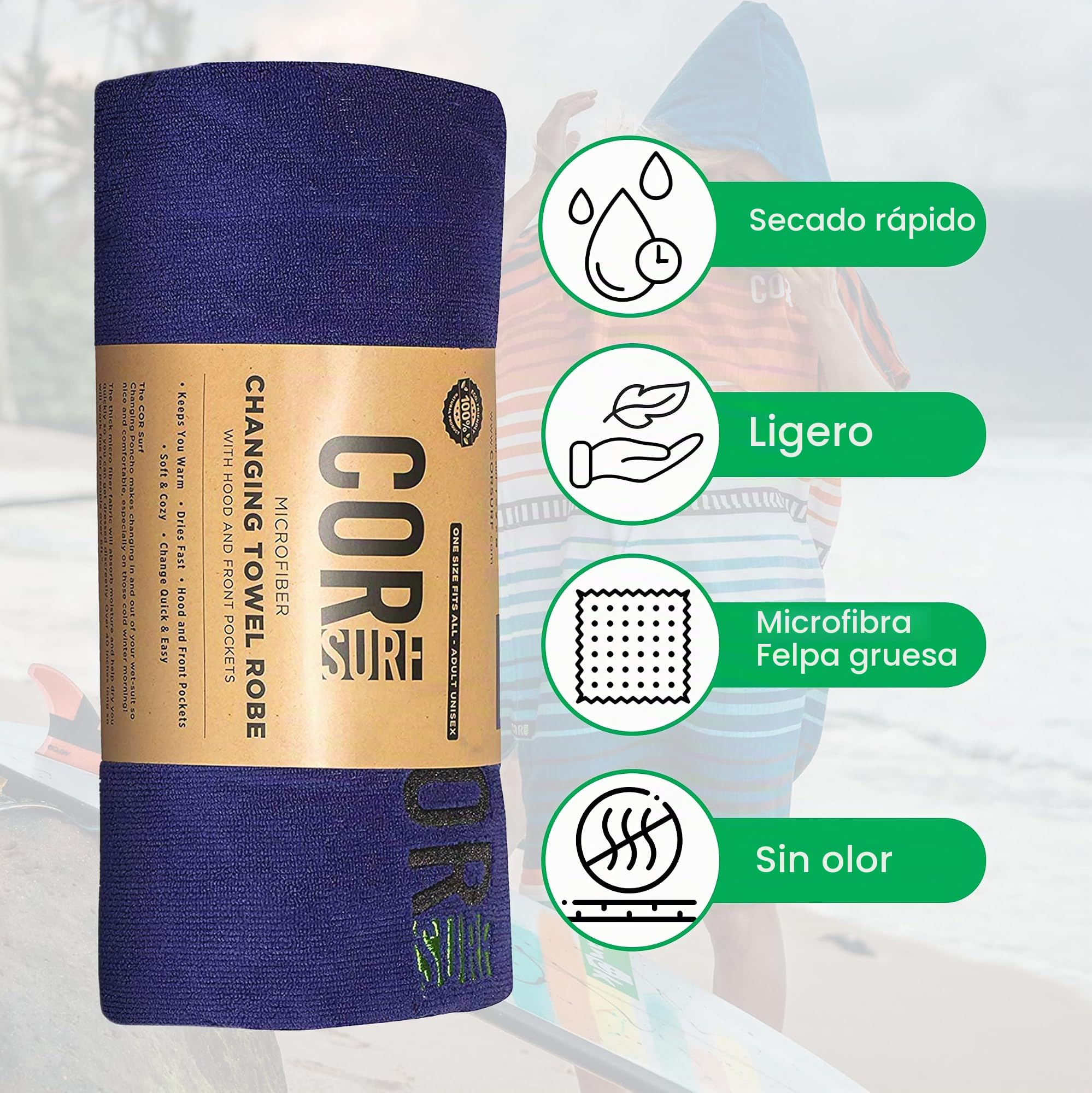COR Surf Robe Towel Toalla cambiadora para Hombre