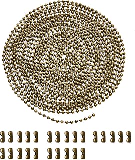 192 Inch Fan Pull Chain Extension with 25 PCS Connectors, Metal Ceiling Fan Chain Connector, Stainless Steel Bead Chain(3.2mm Diameter, Bronze)