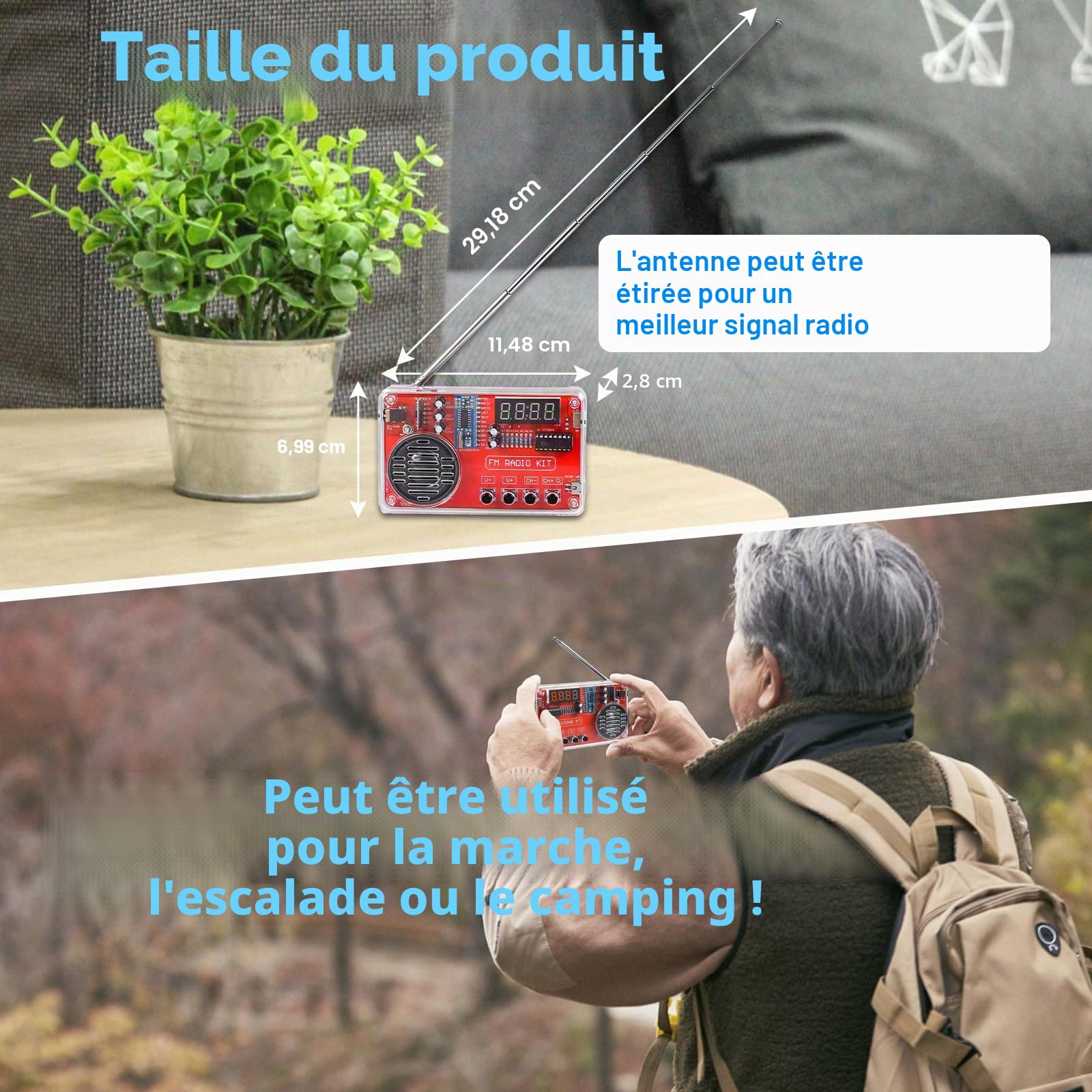 PEMENOL DIY kit Pratique de Soudure Radio avec Casque et écran Numérique USB kit a souder a Monter pour étudiants, éducation et Bricolage, Un Cadeau pour Papa