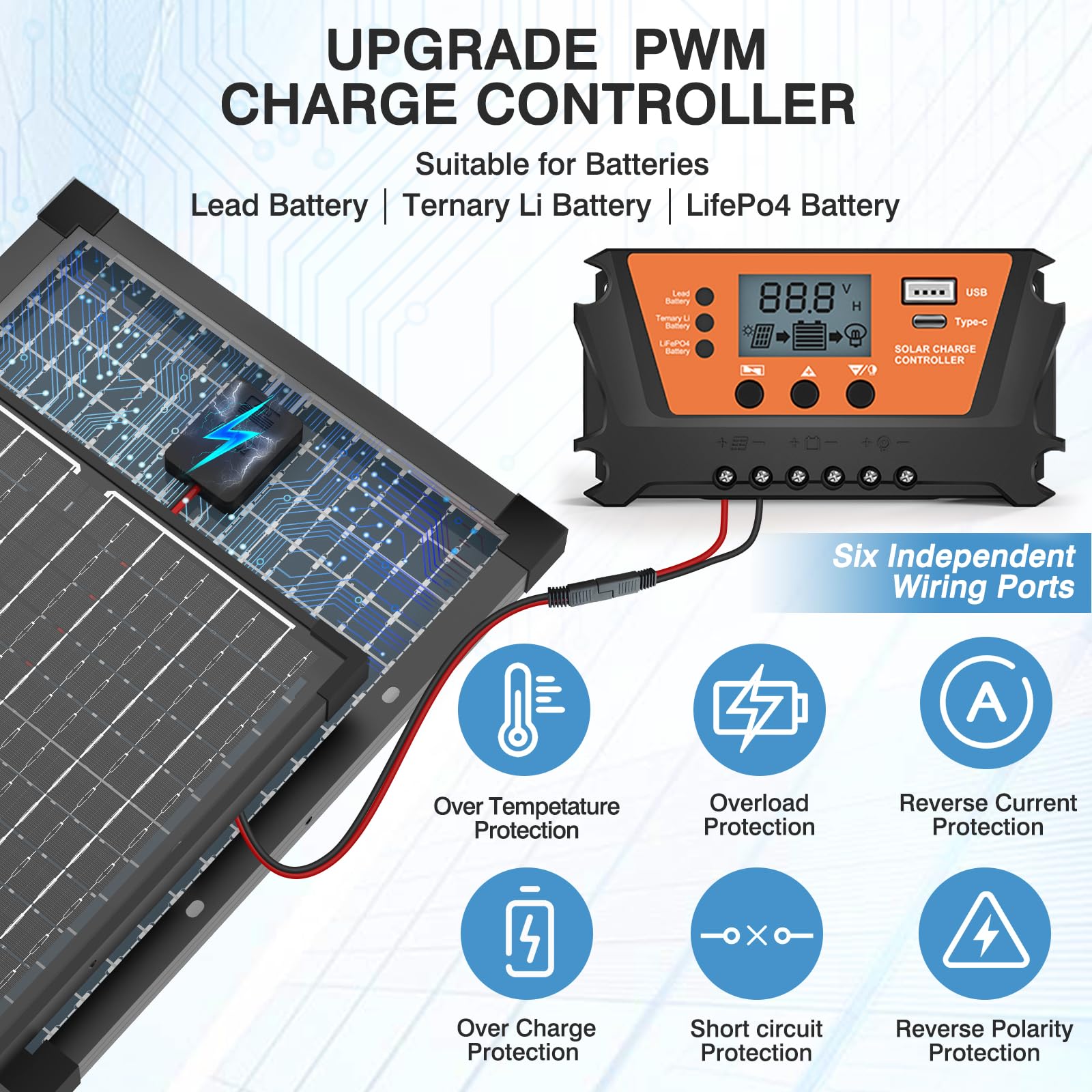 Snapklik.com : 20W Solar Panel Kit 12v Solar Panels Battery Charger ...