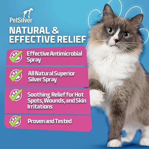 Miniatura 3 de PetSilver - Spray para heridas con plata quelada, fabricado en Estados Unidos, tamaño de viaje, fórmula veterinaria, fórmula natural libre de dolor,
