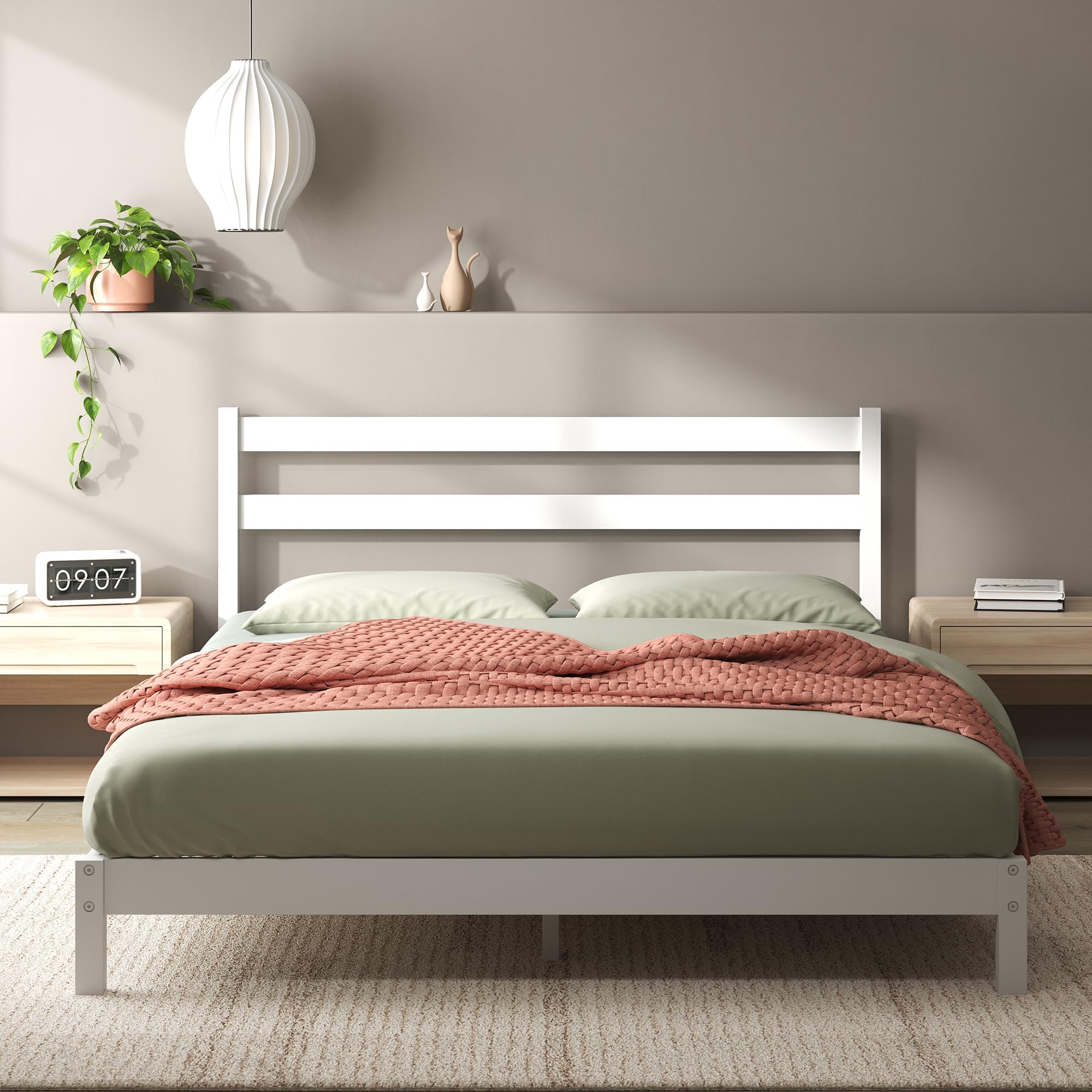 Bedframe met hoofd- en voeteneinde metaal wit 200x200 cm