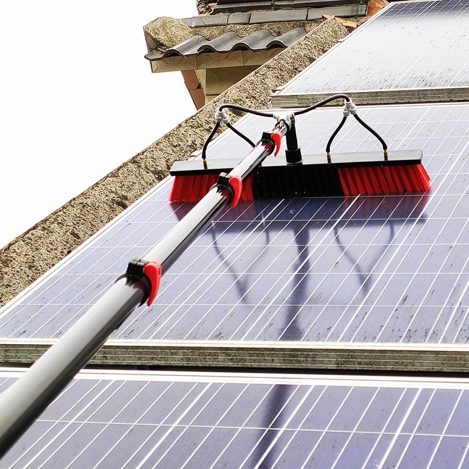 Limpiador de ventanas extensible, limpiador de ventanas de gran alcance, cepillo de lavado con mango telescópico, kit de limpieza de paneles solares, equipo de limpieza de ventanas alto ajustable para