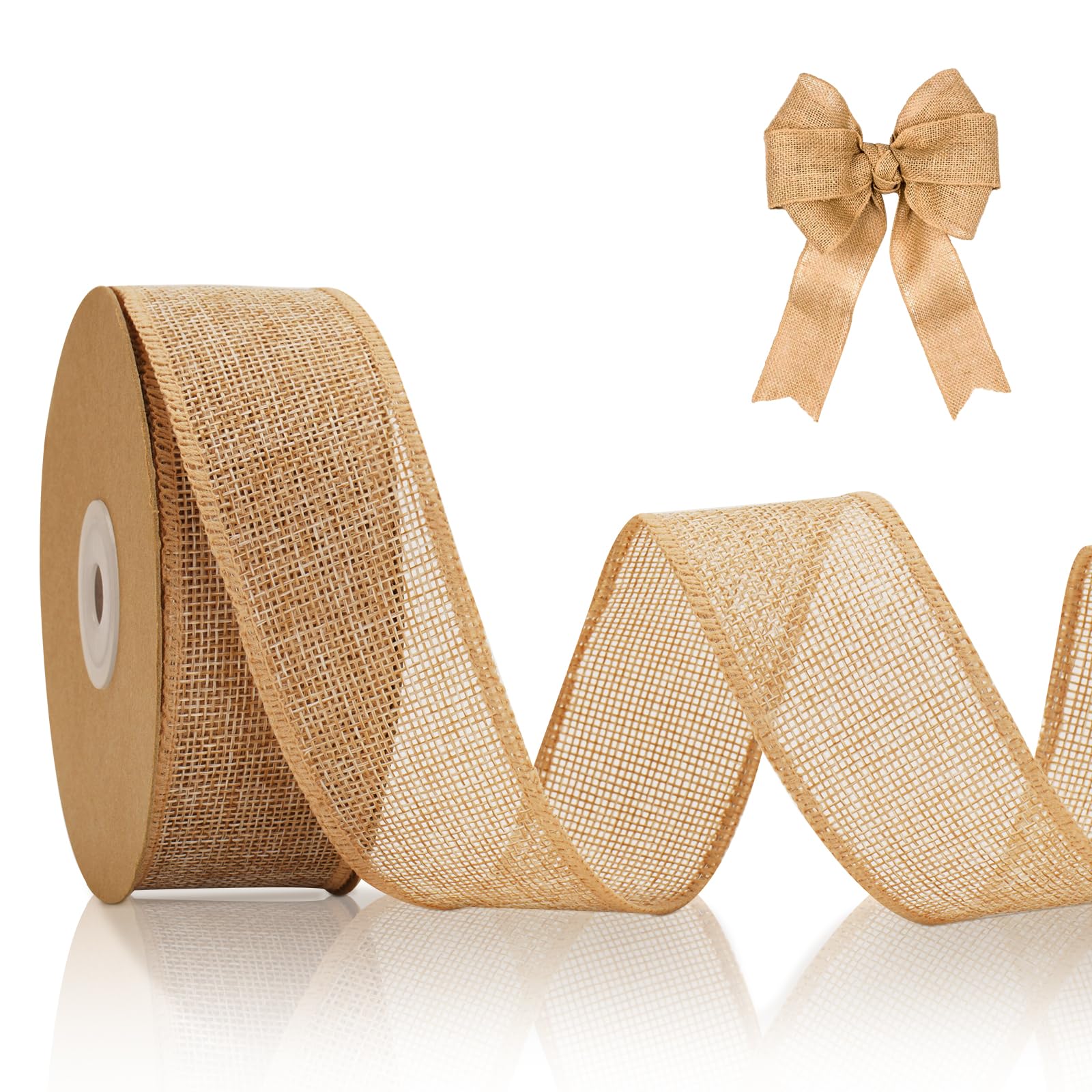 jijAcraft 4CM Wired Burlap Ribbon: 10m Brown Hessian Ribbon Roll Natural Hessian Ribbons for Gift Wrapping Rustic Jute Burlap Ribbons for Making Bows DIY Crafts