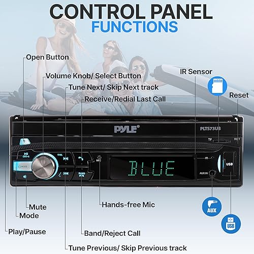 Miniatura 2 de Receptor de video estéreo para automóvil, reproductor multimedia, transmisión inalámbrica BT, conversación manos libres, pantalla táctil motorizada