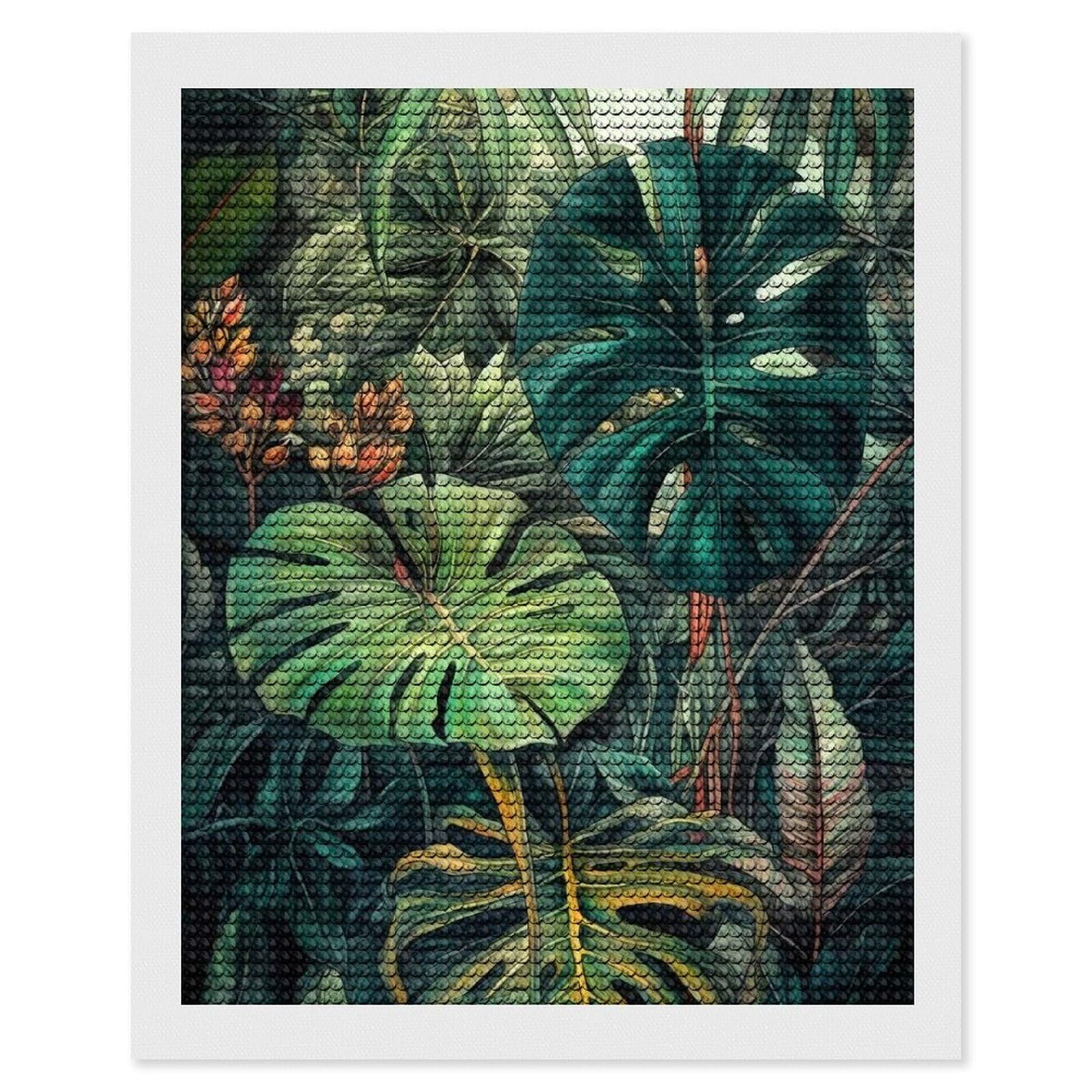 Junmoney Nature Floral Art DIY Diamond Art Canvas Kit 16"x20", Adhesive Canvas, Easy to Enjoy, Farmhouse Decor, Festive Craft Gift