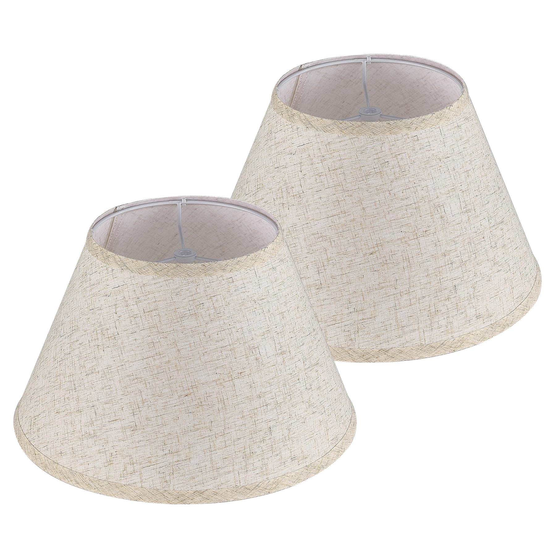 Table Lampshade Set of 2 Bell Lamp Shades for Table Lamps & Floor Lamps Easy Assembly, Cotton Linen Surface - Large Lampshades Off White (Off White)