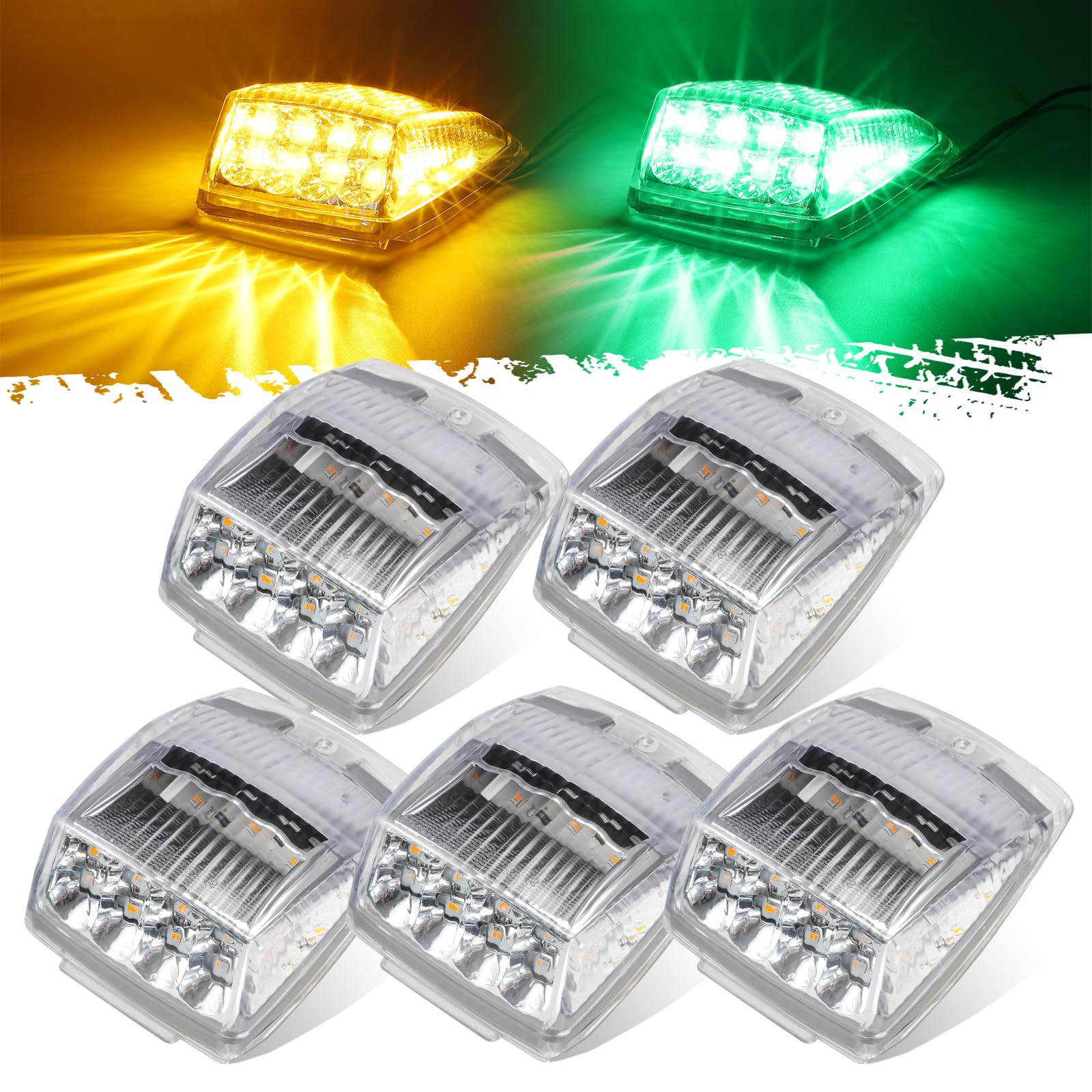 Amazon.com: Partsam Cab Light, 5Pc 17LED Dual Color Square Cab