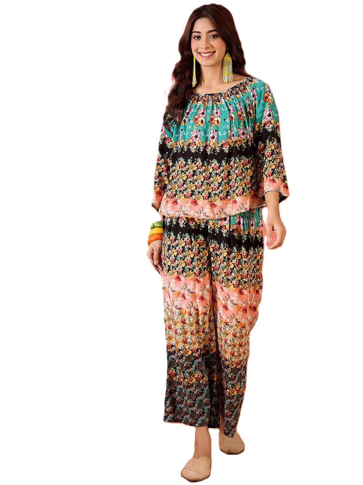 daylist Floral Printed Top & Trousers Co-Ord Set-picture-17