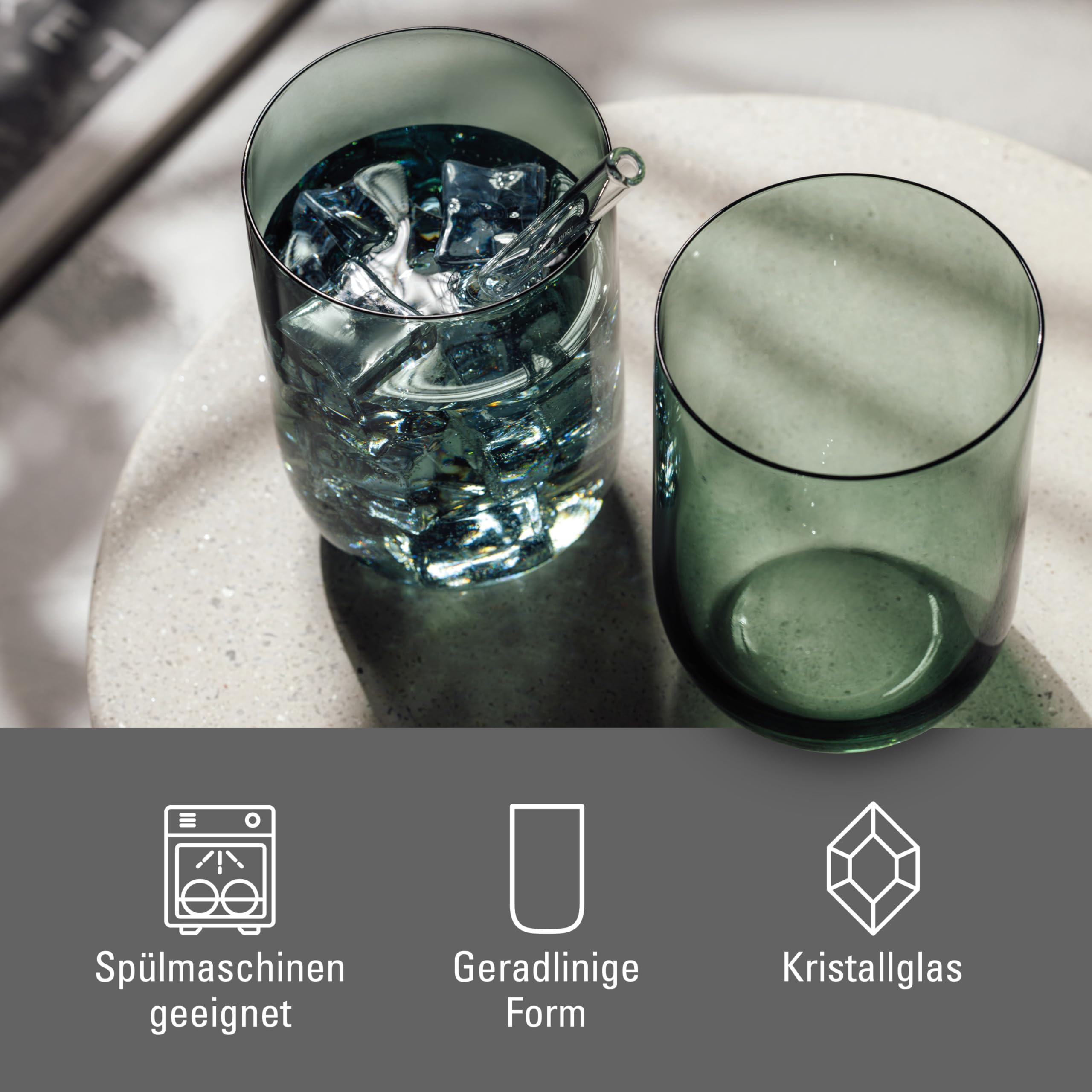 like. by Villeroy & Boch - Like Sage Long Drink Glass Set 2 pces, Coloured Glass Green, Capacity 385 ml, 8 x 12 cm - Image 3