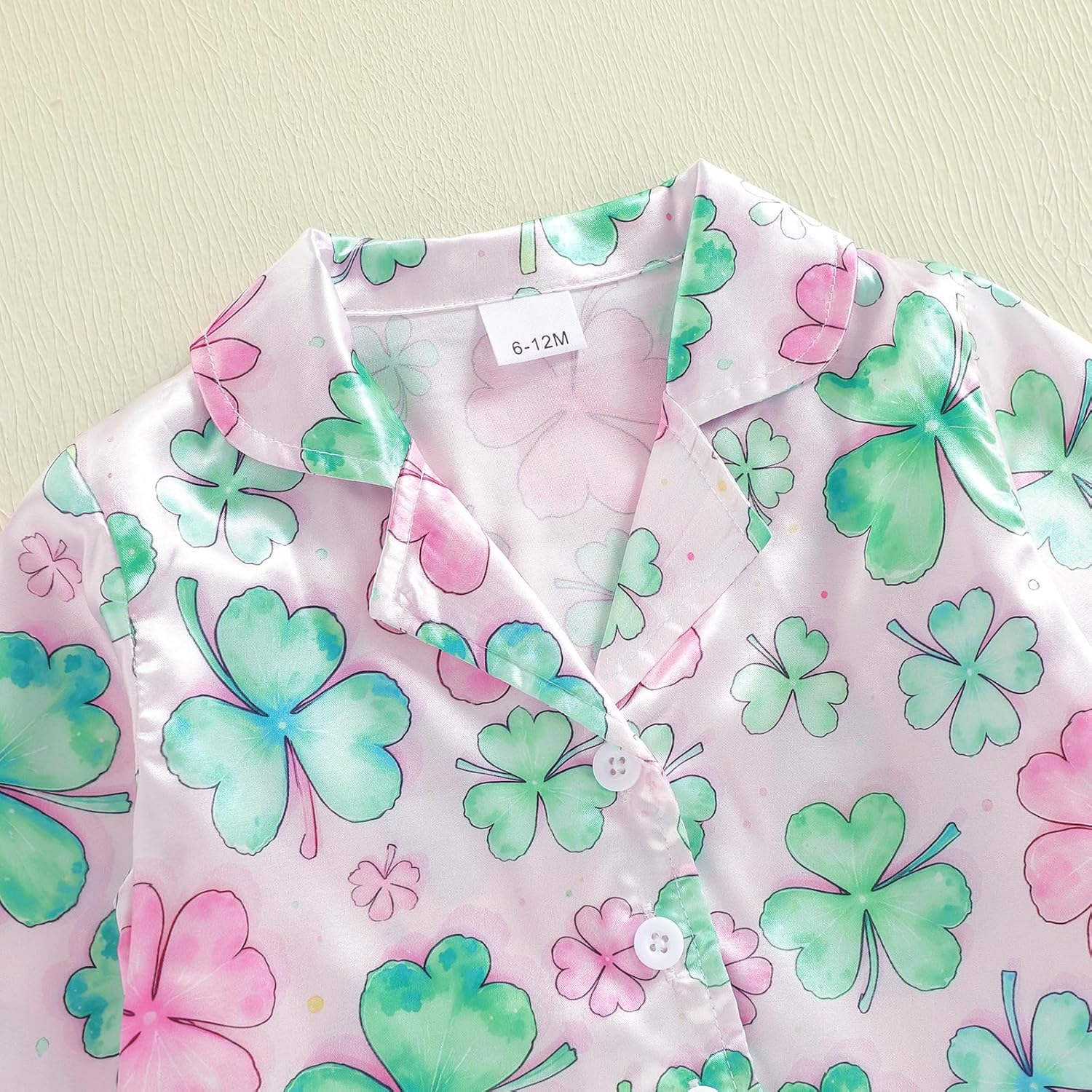 Toddler Girl Satin Pajamas Valentines Long Sleeves Sleepwear Button Down St Patrick 2Pcs Easter Bunnies Silk Pjs - Image 3