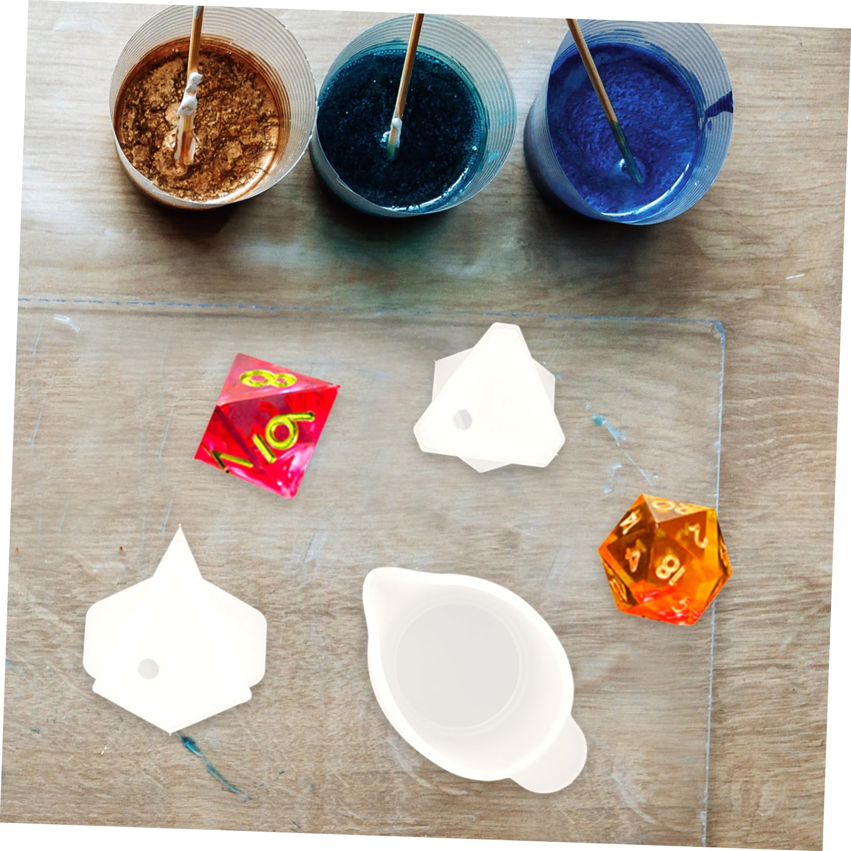 Lurrose 4pezzi Stampo Silicone Per Dadi Mold Per Resina Epossidica Creativo e Versatile Per Artigianato e Giochi Adatto Per Glitter Polvere Di Mica e Fiori Secchi