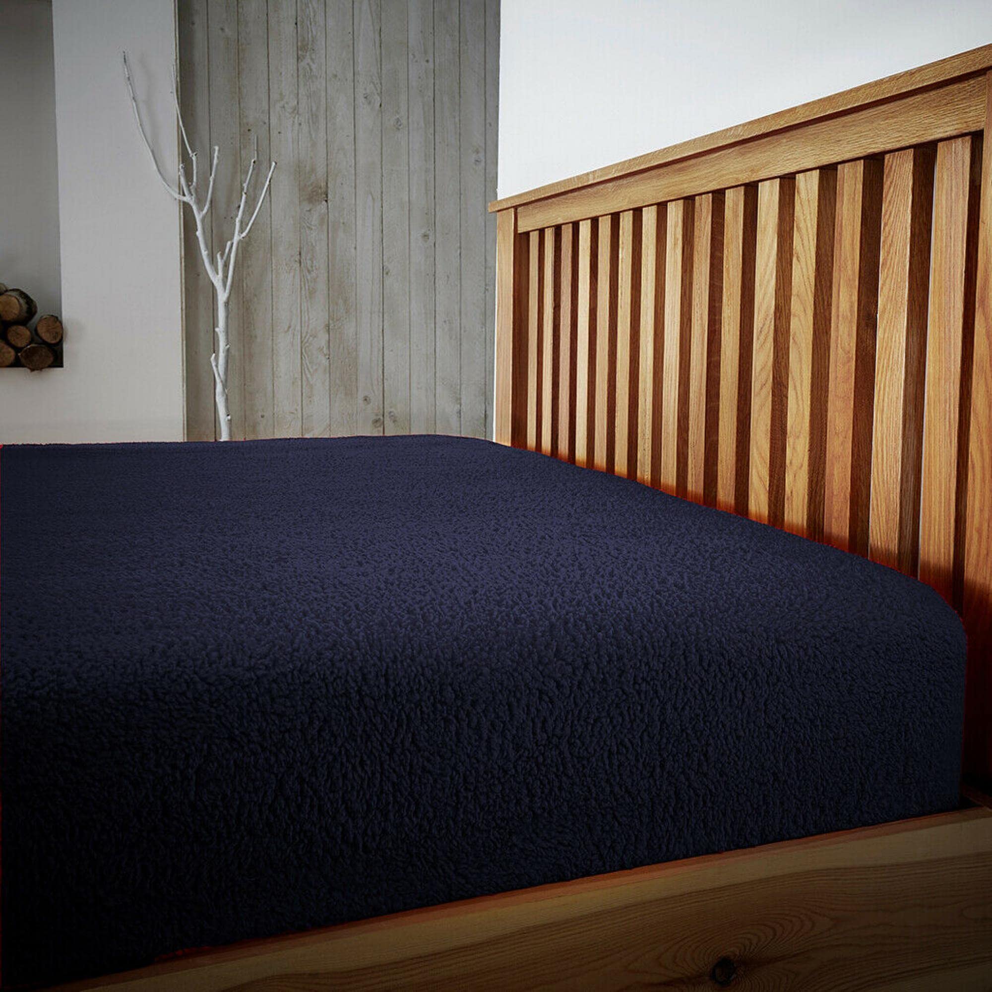Gc Gaveno Cavailia Blue Gaveno Cavailia Teddy Fleece Supersoft And Luxurious Fitted Bed Sheet, Double Size, Navy