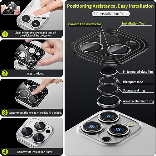 Miniatura 2 de WSKEN Protector de lente de cámara para iPhone 14 ProiPhone 14 Pro Max, modo de disparo nocturno Protector de pantalla de vidrio templado HD,