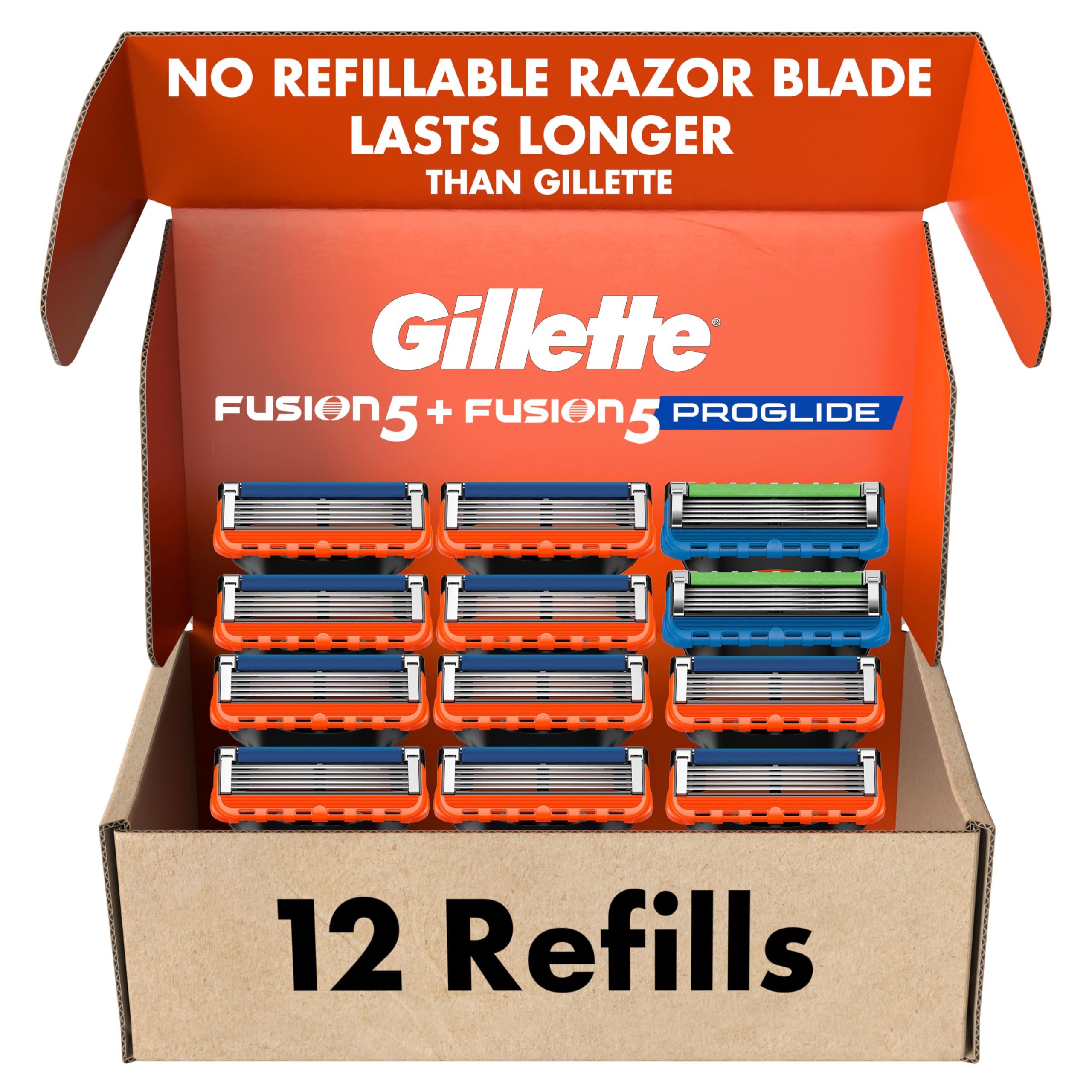 Fusion5 Men's Razor Blade Refills, 10 Count + Fusion5 ProGlide Razor Blade Refills - 2 Count, Holiday Gifts for Men