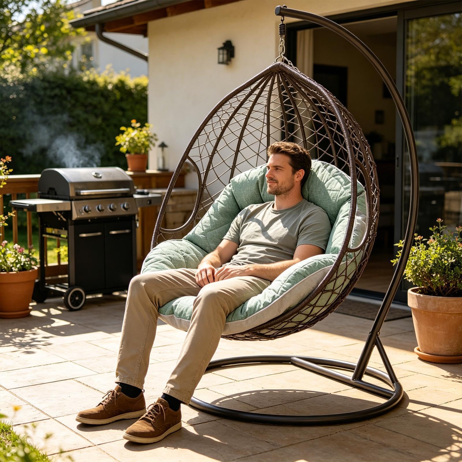 Cojines Para Sillón Huevo Acolchado Impermeable Suave y Transpirable