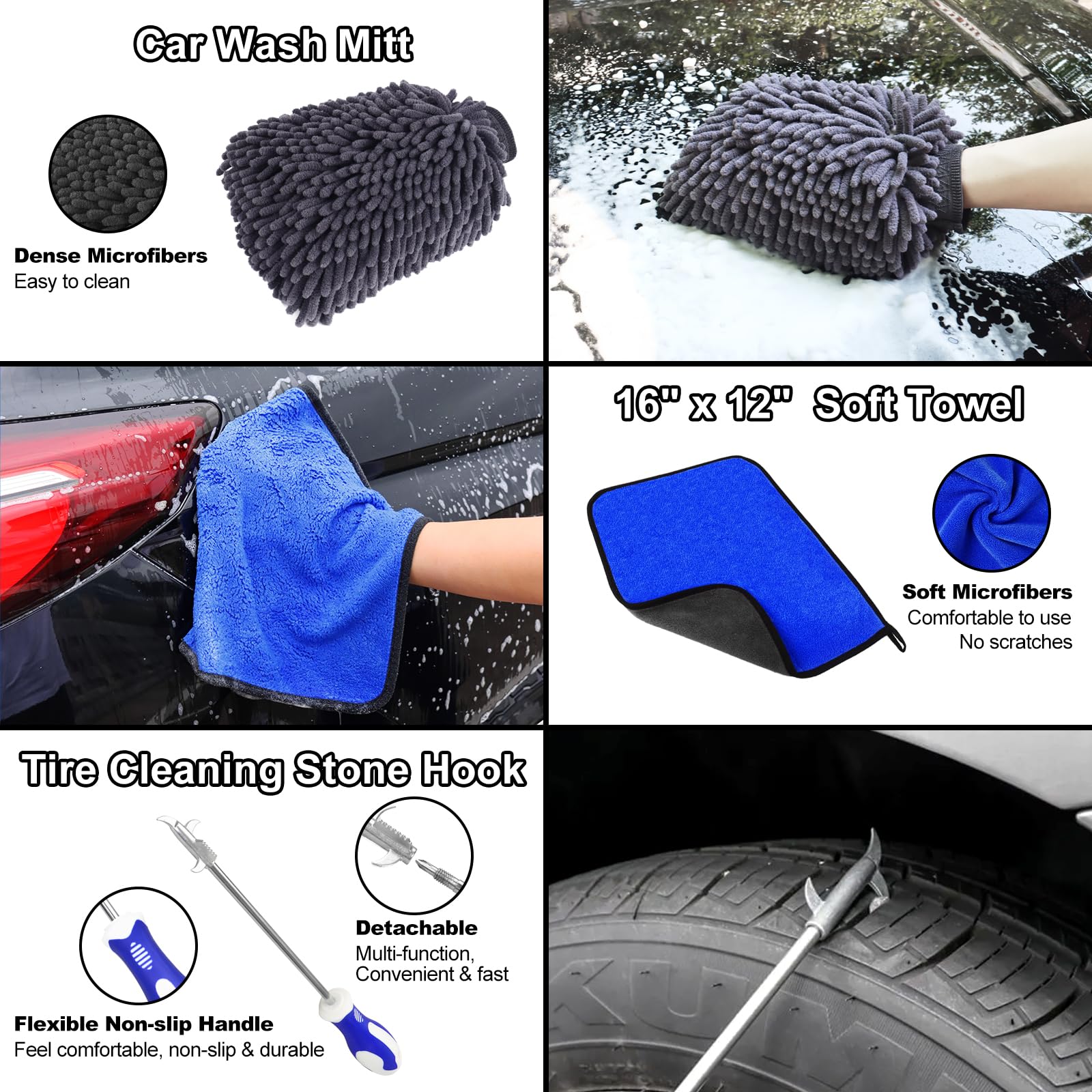 Kit de 12 cepillos de rueda para limpiar ruedas y neumáticos, cepillo de ruedas y llantas, cepillos de detalles de coche, cepillo de neumáticos, juego de cepillos de limpieza de llantas de coche