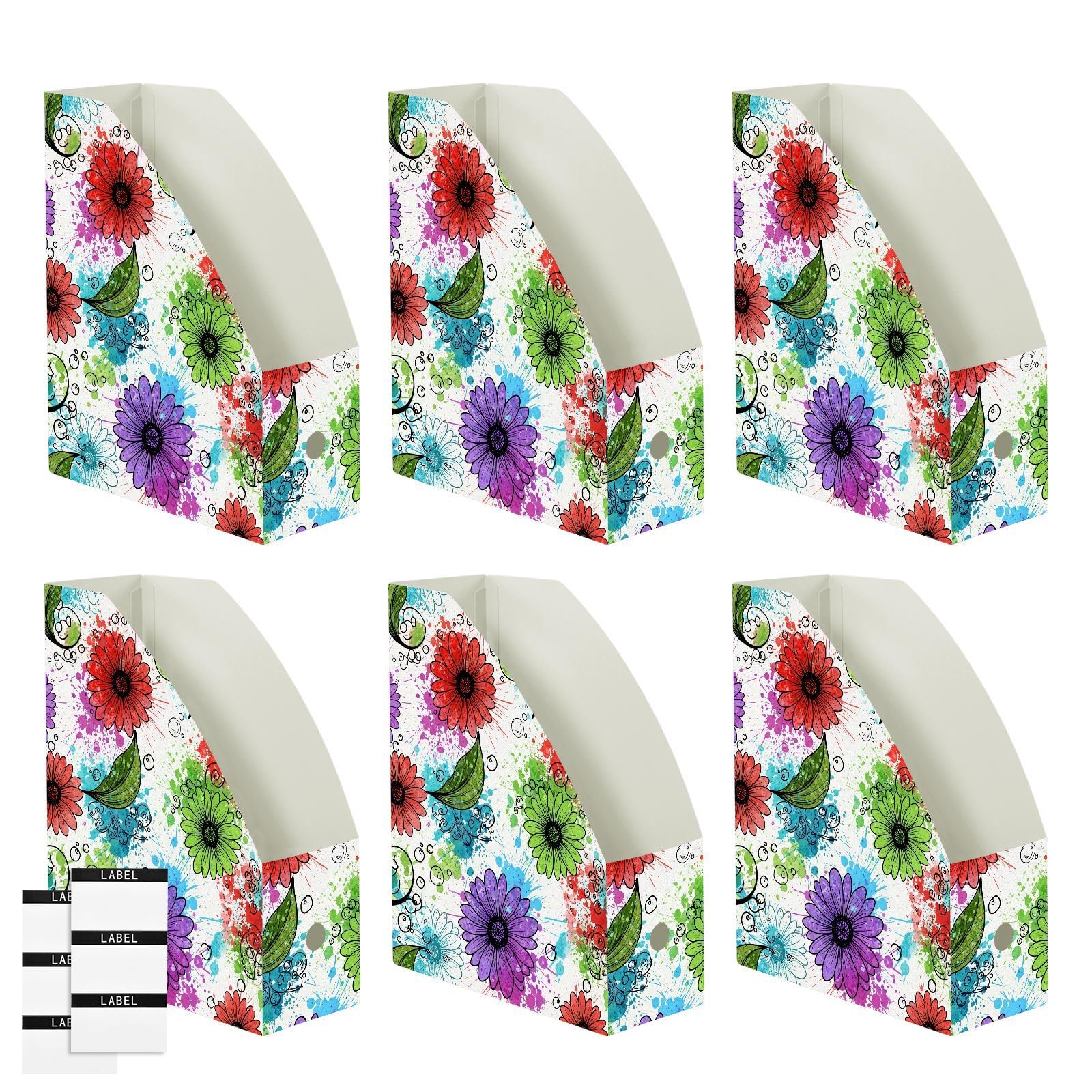 Accattivante organizzatore bianco della cartella di file del fiore