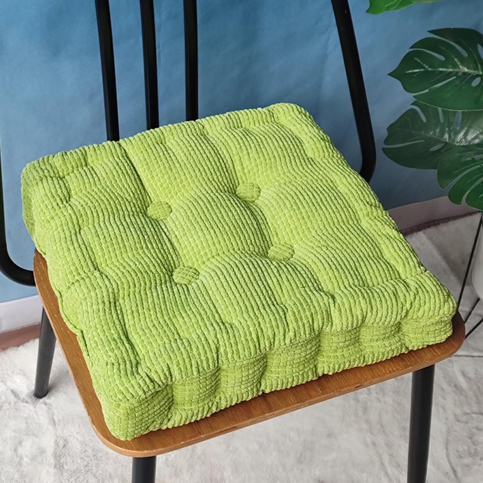Bettschlange Sitzkissen Outdoor, 2er Set Stuhlkissen 40x40cm, Dicke Bodenkissen, Sitzpolster Outdoor für Bank und Gartenstuhl(Quadrat,Grün,40 x 40 cm)