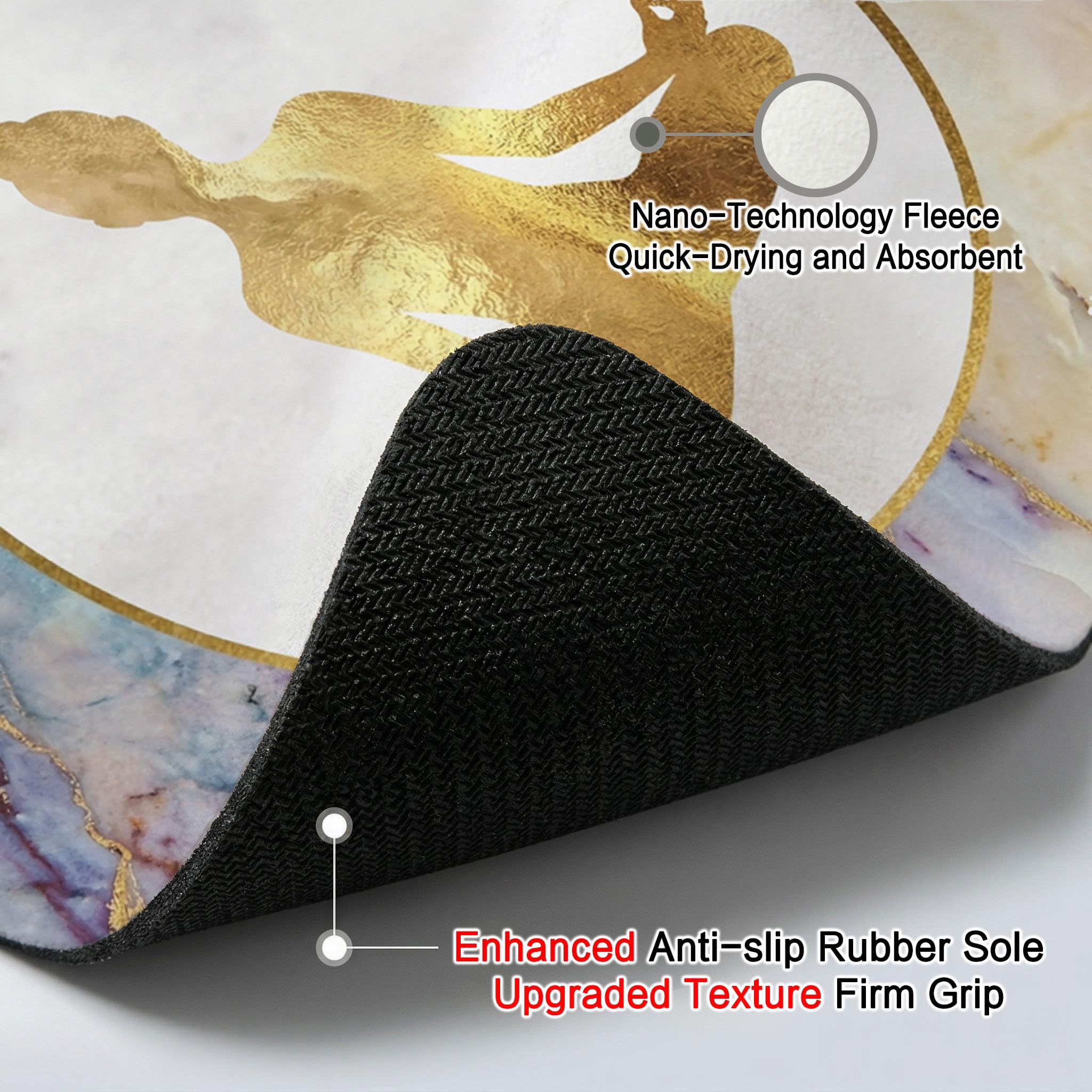 Tappeto di Gomma da Ingresso, 80x120 cm Zerbino d'Ingresso Texture Effetto Marmo Antiscivolo Tappetino Meditazione Zen Anti-Fatica Morbide Assorbenti per Ufficio, Cucina, Corridoio, Blu-Viola