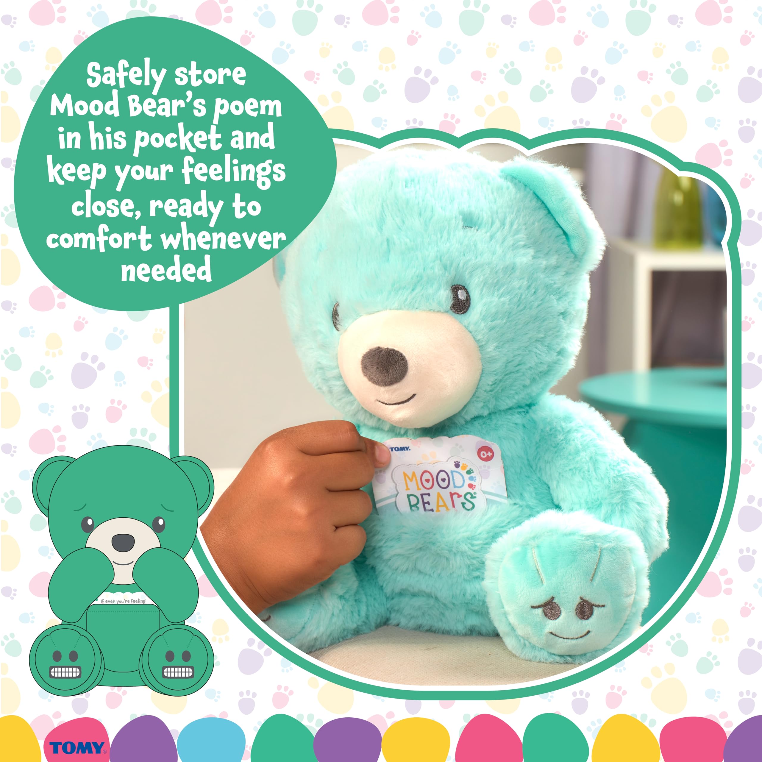 Mood Bears® Nervous Bear (Large) - Calming Teal Teddy Bear for Kids & Adults, Soft Plush Companion to Ease Worries & Foster Confidence - Image 4