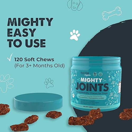 Miniatura 7 de Mighty Paw Waggables Suplemento de apoyo articular para perros (fabricado en Estados Unidos)  Glucosamina para perros Suplemento de cadera y