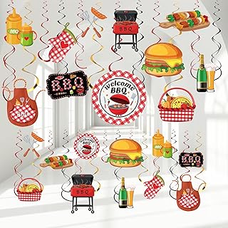 Ireer 52 Pcs Summer Picnic Party Hanging Decor Picnic BBQ Birthday Hanging Swirl Party Decoration Swirls for Picnic Barbecue Picnic Hanging Decor for Birthday Carnival Summer BBQ Picnic Party Supplies