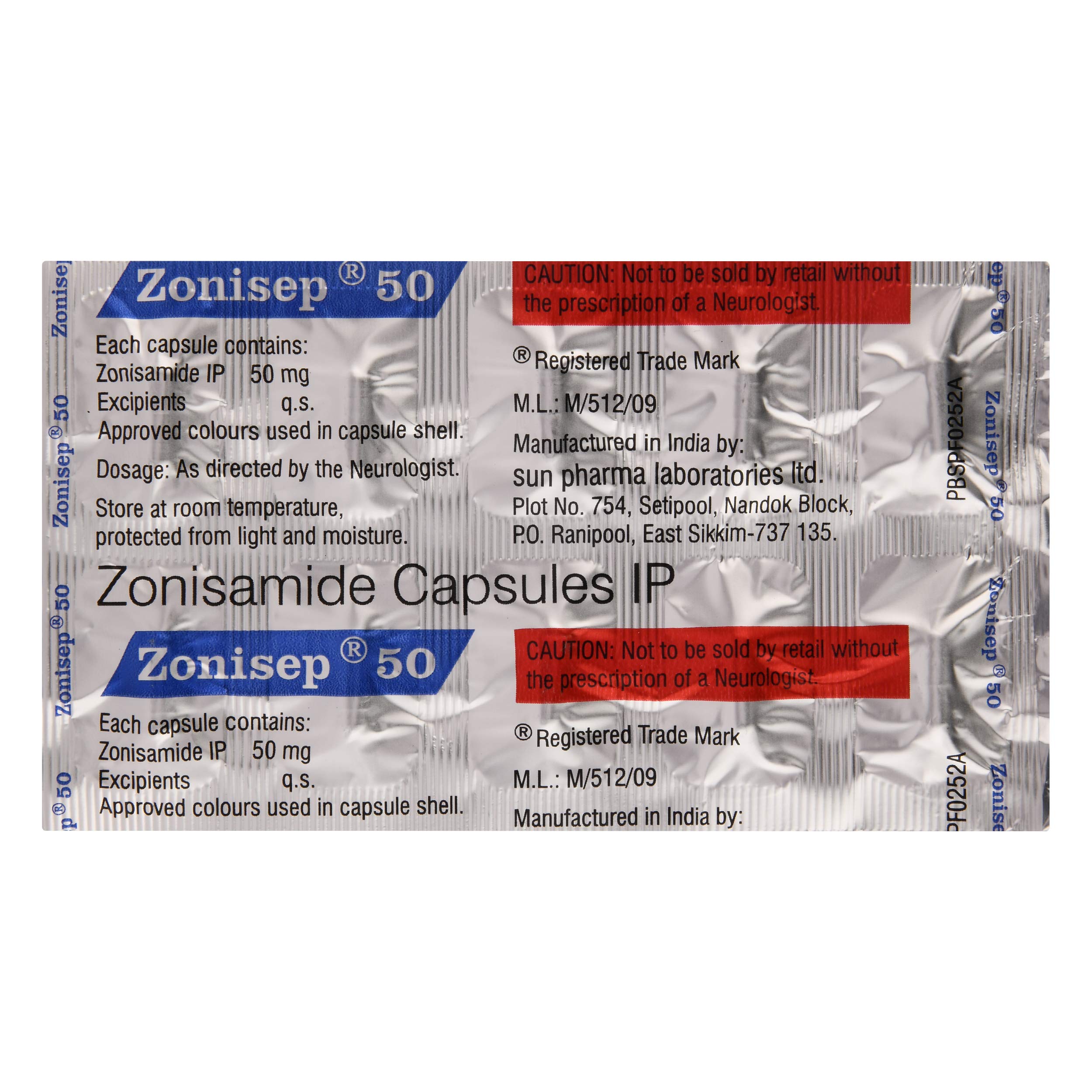 Zonisep 50 - Strip of 10 Capsules