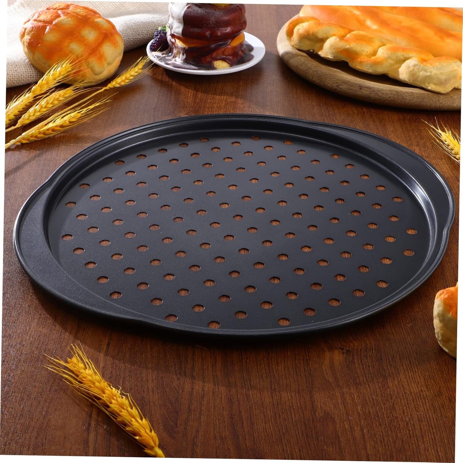 4pcs Detriot Pizza Pans Nonstick Carbon Steel Oven Baking Trays Small Holes for Optimal Airflow