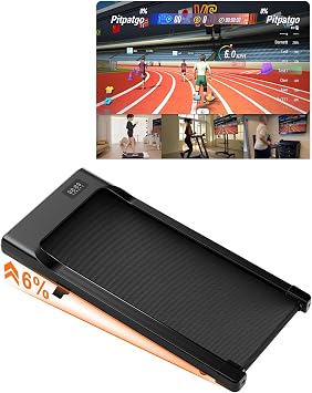 Superun Walking Pad Raceable 6% Incline 2.5HP Under Desk Treadmill 136KG Capacity 6/ 12KM/H Foldable Treadmill with HIIT & MIIT Programs APP Control Portable Walking Machine for Home
