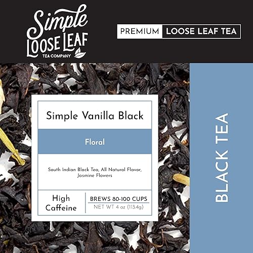 Miniatura 7 de Simple Loose Leaf – Té negro de vainilla simple – Té negro de hojas sueltas de primera calidad – Alta cafeína – Dulce y audaz – Empaquetado a mano